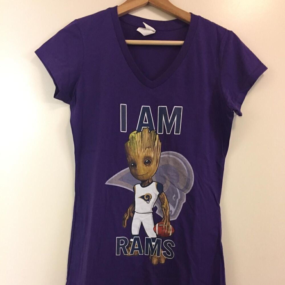 Groot x Rams Women's V-neck shirt size Medium